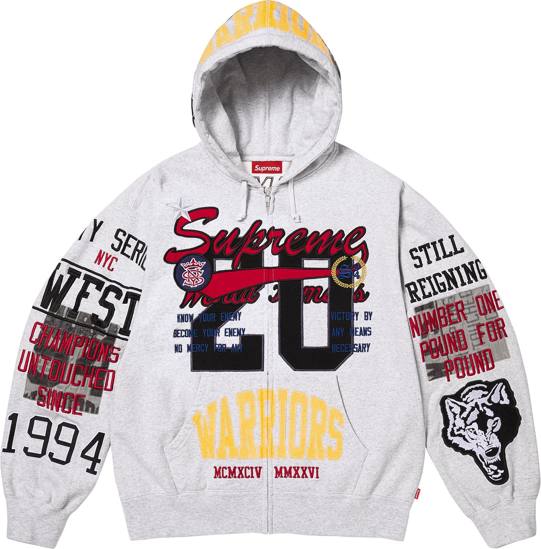 Warriors Appliqué Zip Up Hooded Sweatshirt view 6